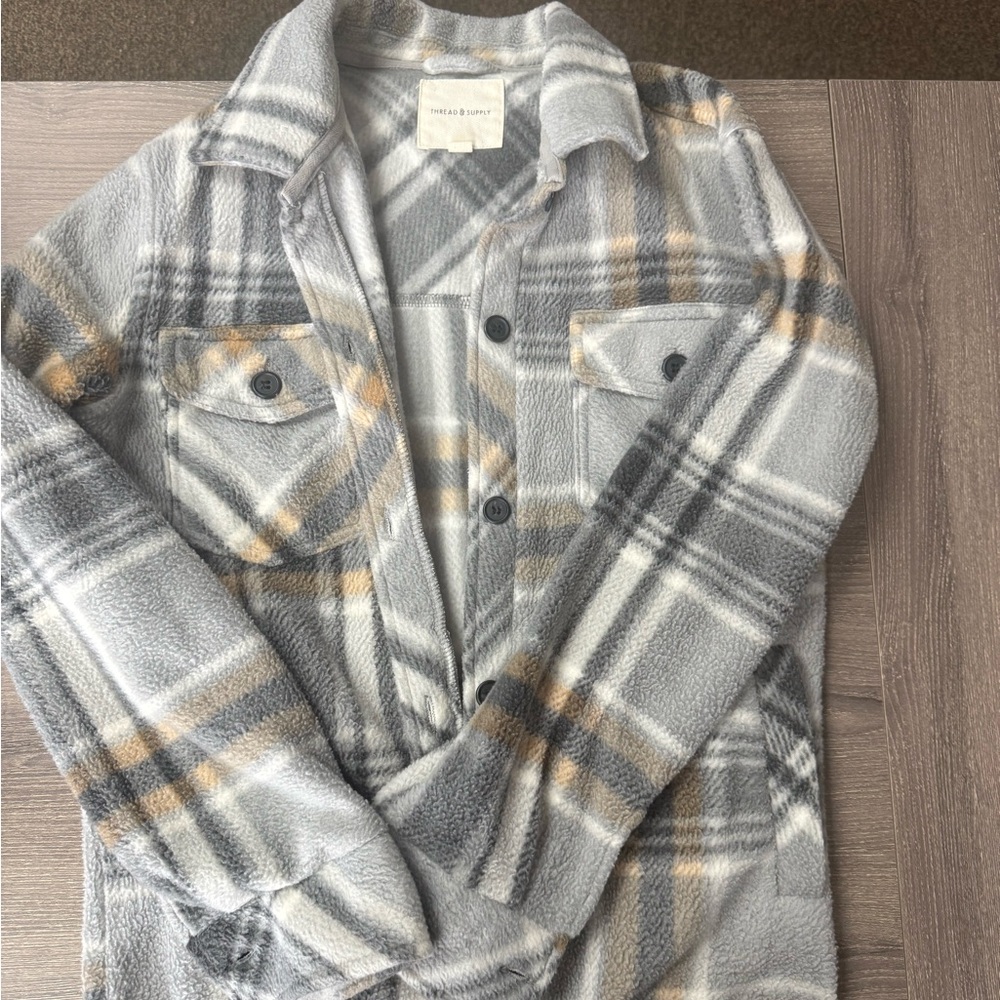 Thread & Supply Soft Gray Plaid Jacket